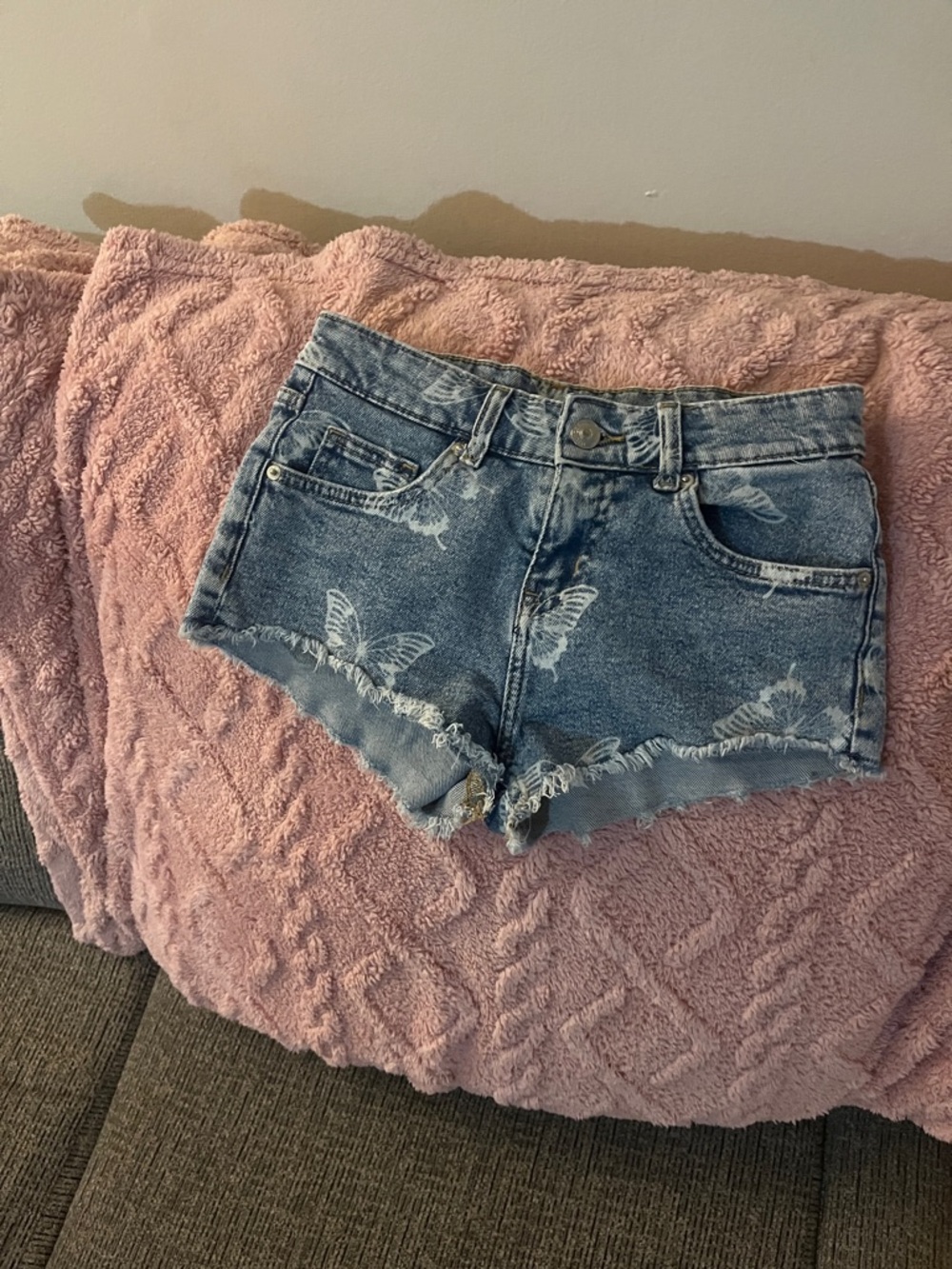 H&M Blue Denim Butterfly Print Shorts